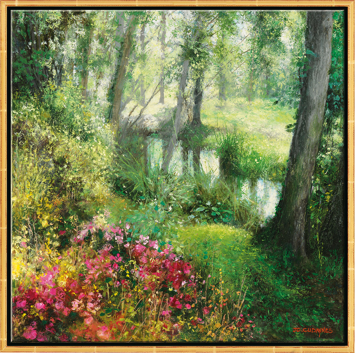 Jean-Claude Cubaynes: Bild ‚Le Ru de L’Epte, à Giverny‘, gerahmt