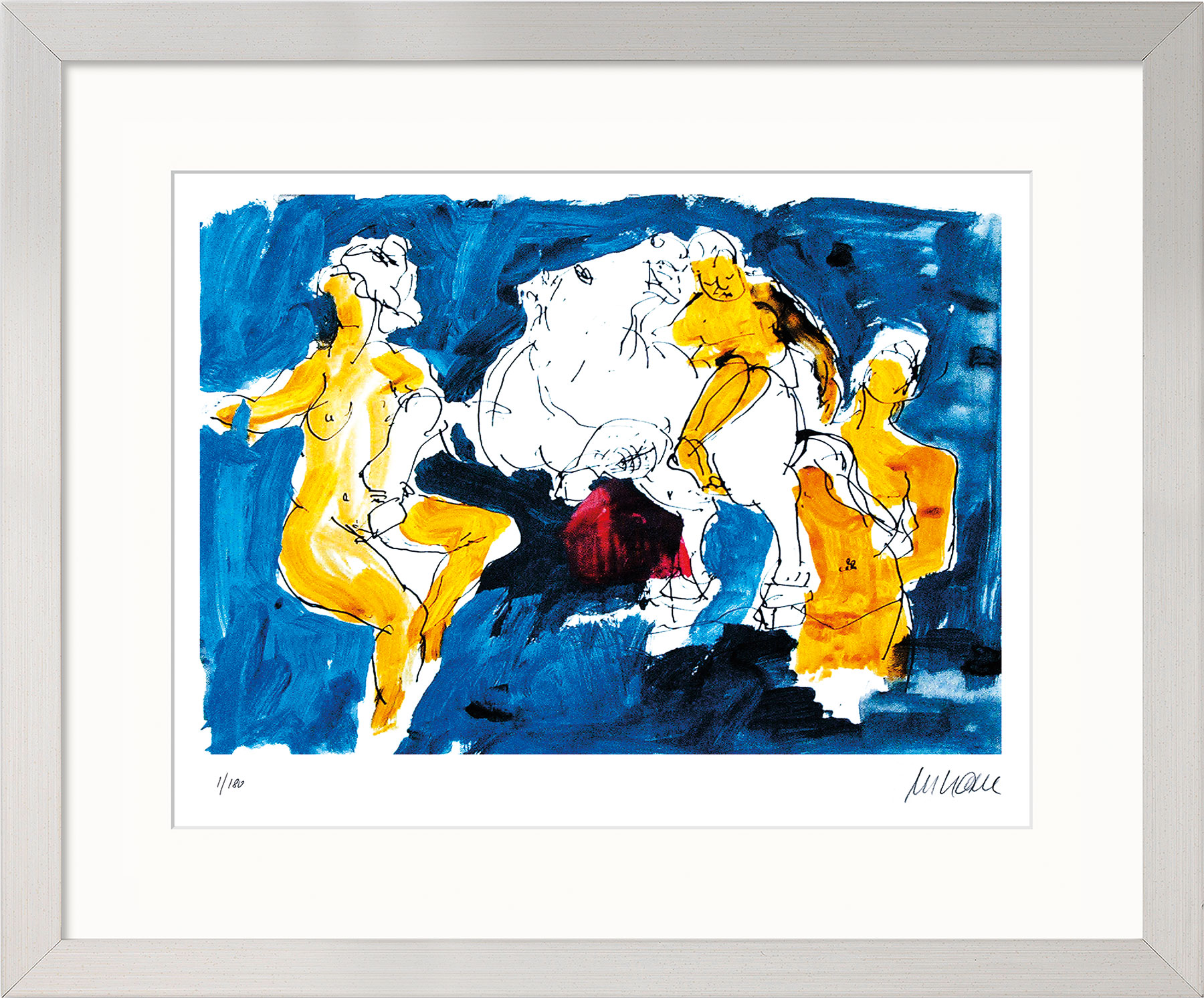 Armin Mueller-Stahl: Bild ‚Pegasus mit Nymphen‘ (2020), gerahmt