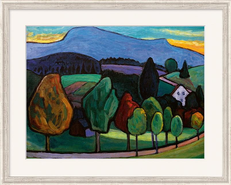 Gabriele Münter: Bild ‚Der blaue Berg‘ (1908), gerahmt