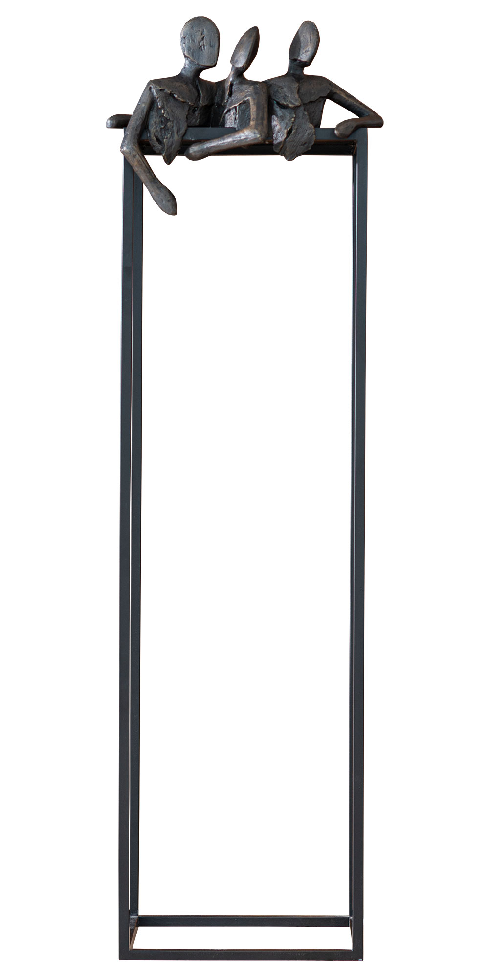 Guy Buseyne: Skulptur ‚Let’s Talk‘, Bronze auf Stele