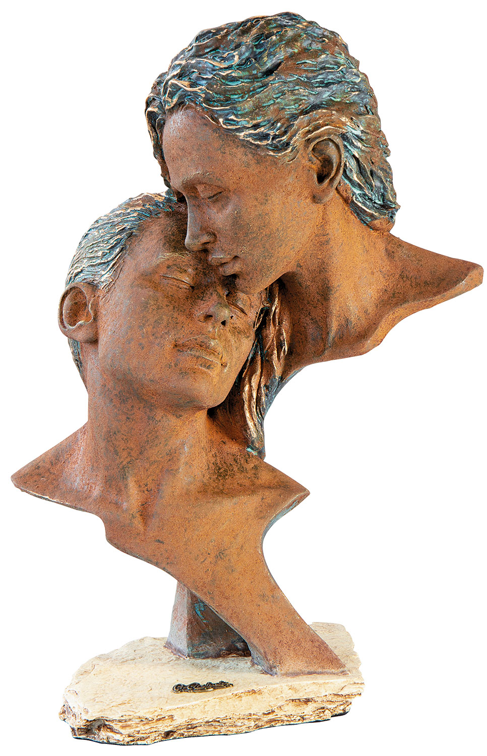 Angeles Anglada: Skulptur ‚Zeit zu zweit‘, Kunstguss Steinoptik
