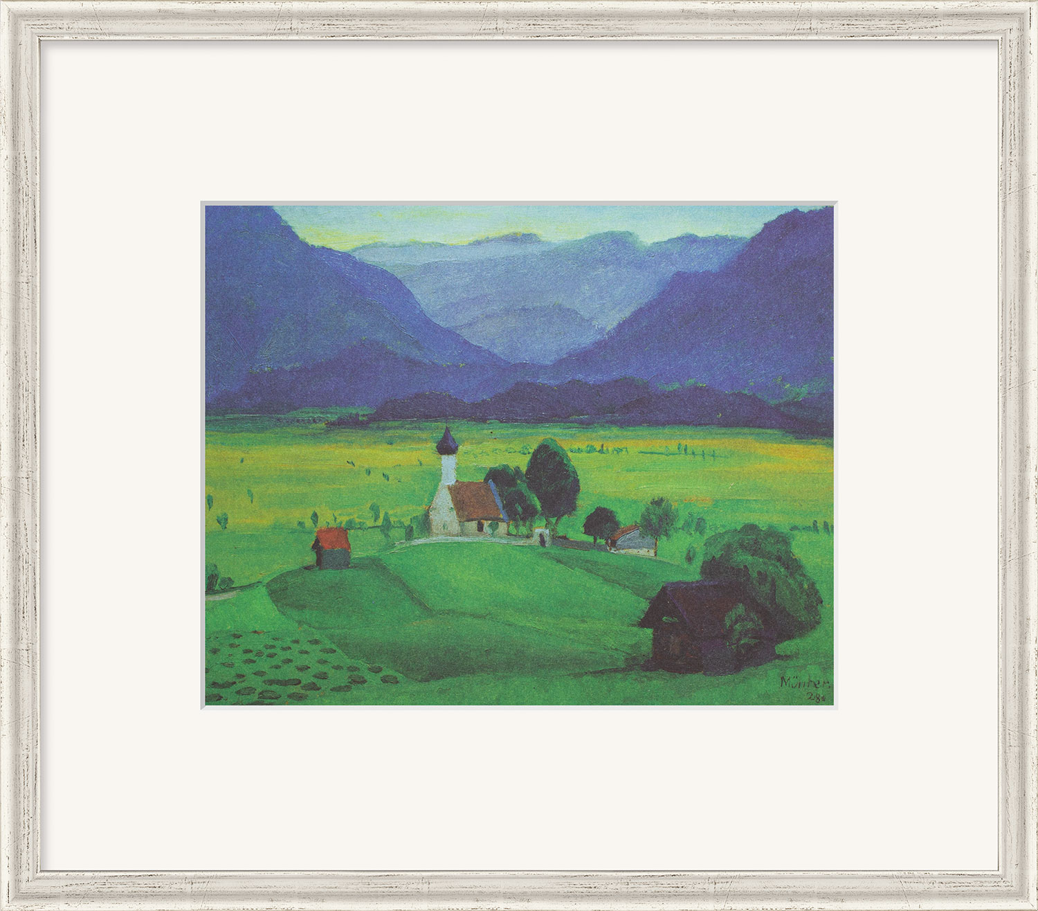 Gabriele Münter: Bild ‚Ramsachkirchlein‘ (1928), gerahmt