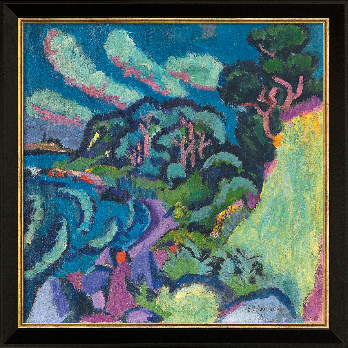 Ernst Ludwig Kirchner: Bild ‚Mexikobucht auf Fehmarn‘ (1912), gerahmt