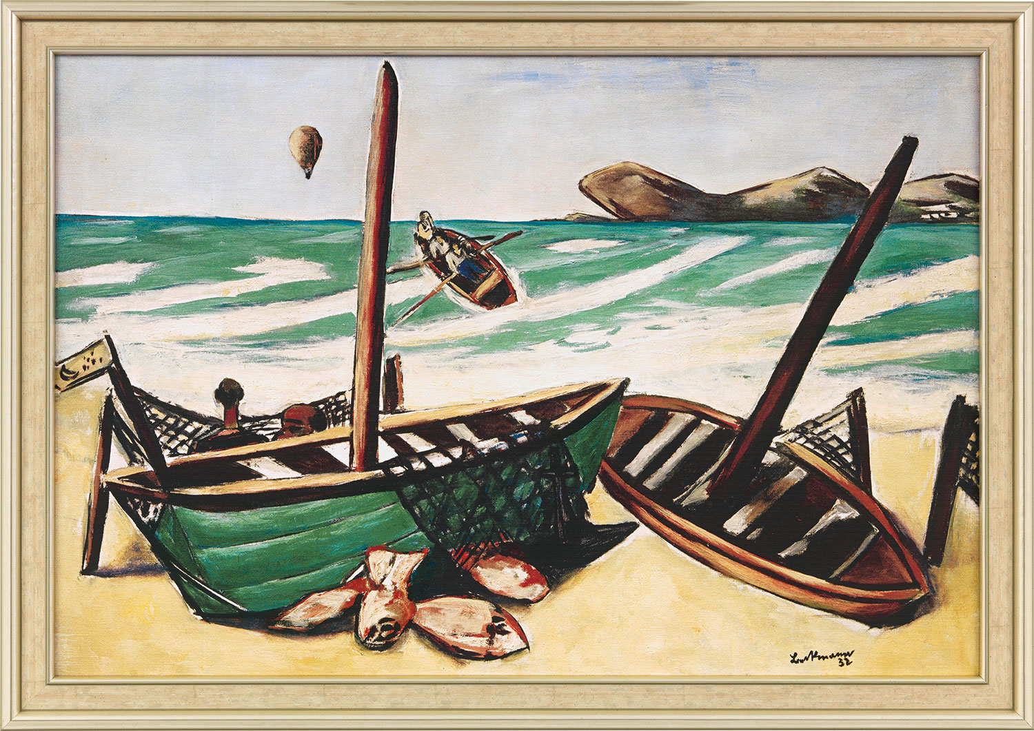 Max Beckmann: Bild ‚Küstenlandschaft mit Ballon‘ (1932), gerahmt