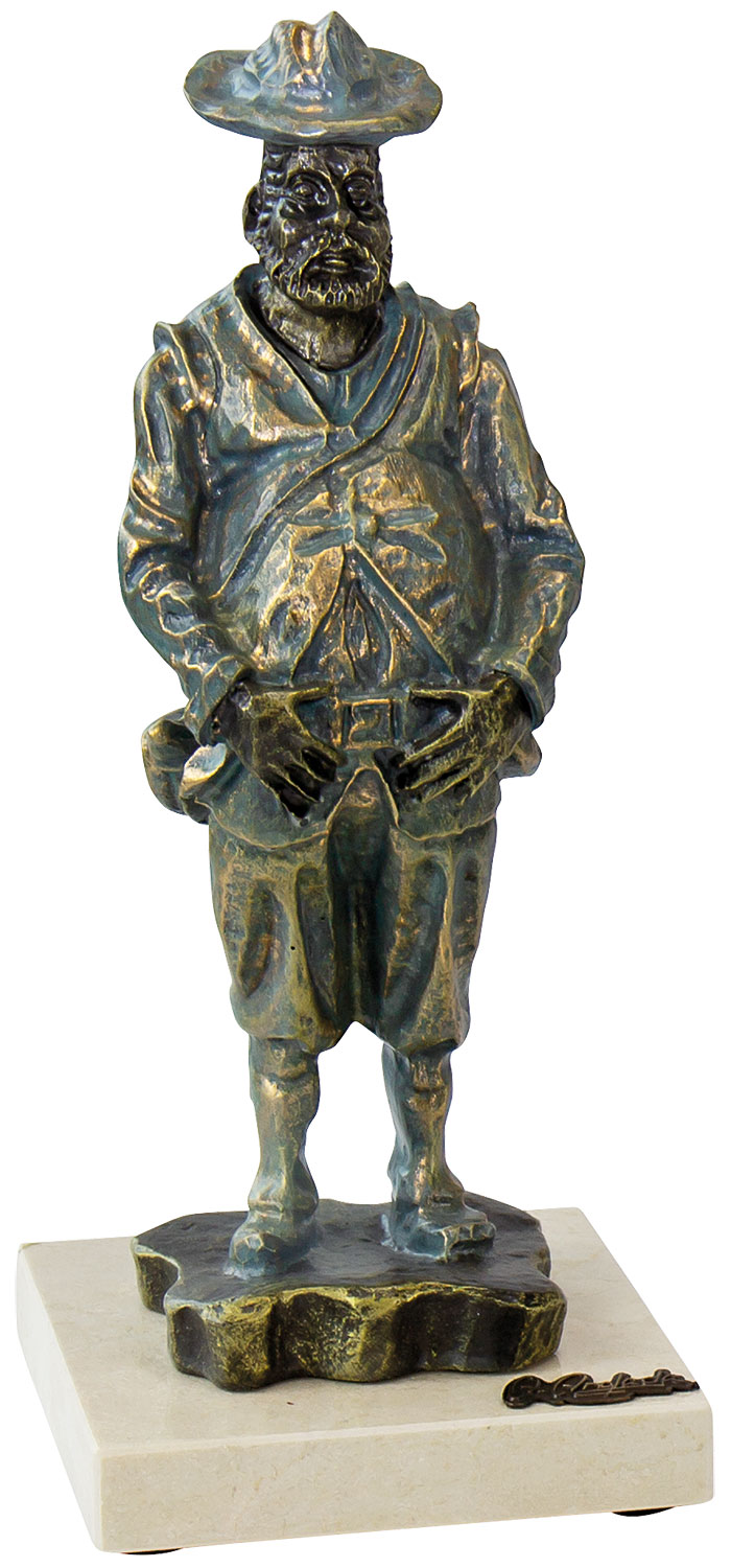 Angeles Anglada: Skulptur ‚Sancho Panza‘, Kunstguss Steinoptik