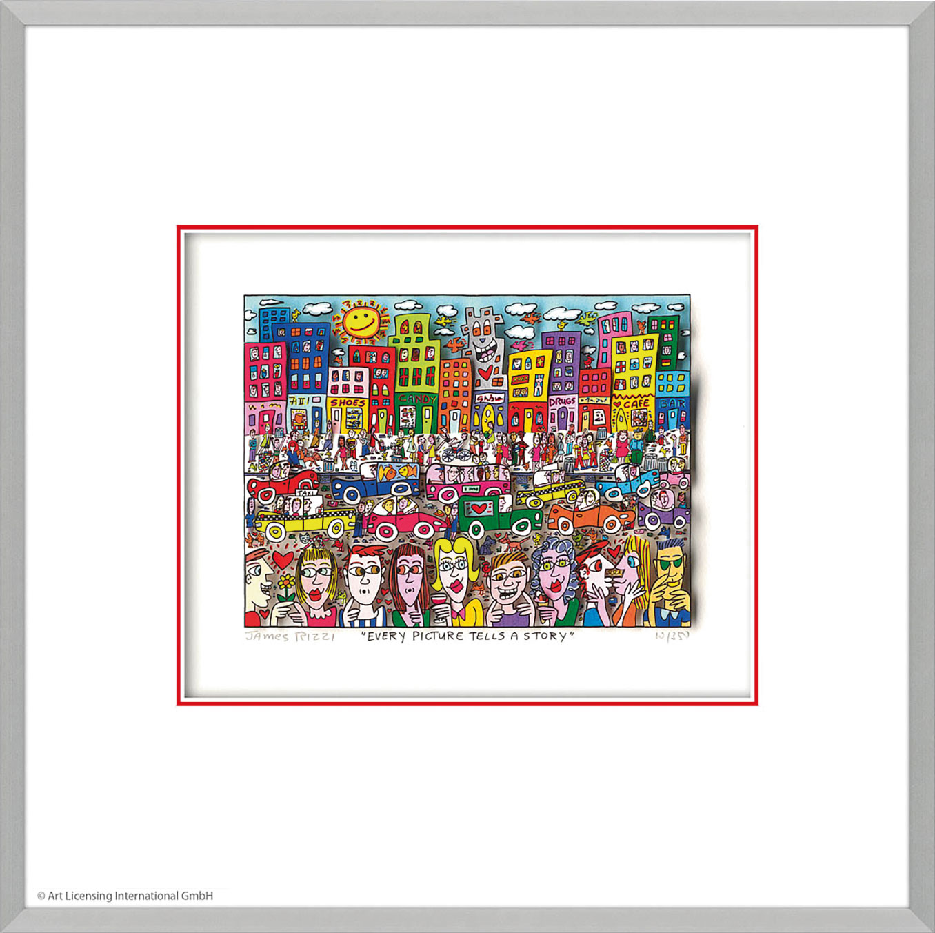 James Rizzi: 3D-Bild ‚Every Picture tells a Story‘, gerahmt