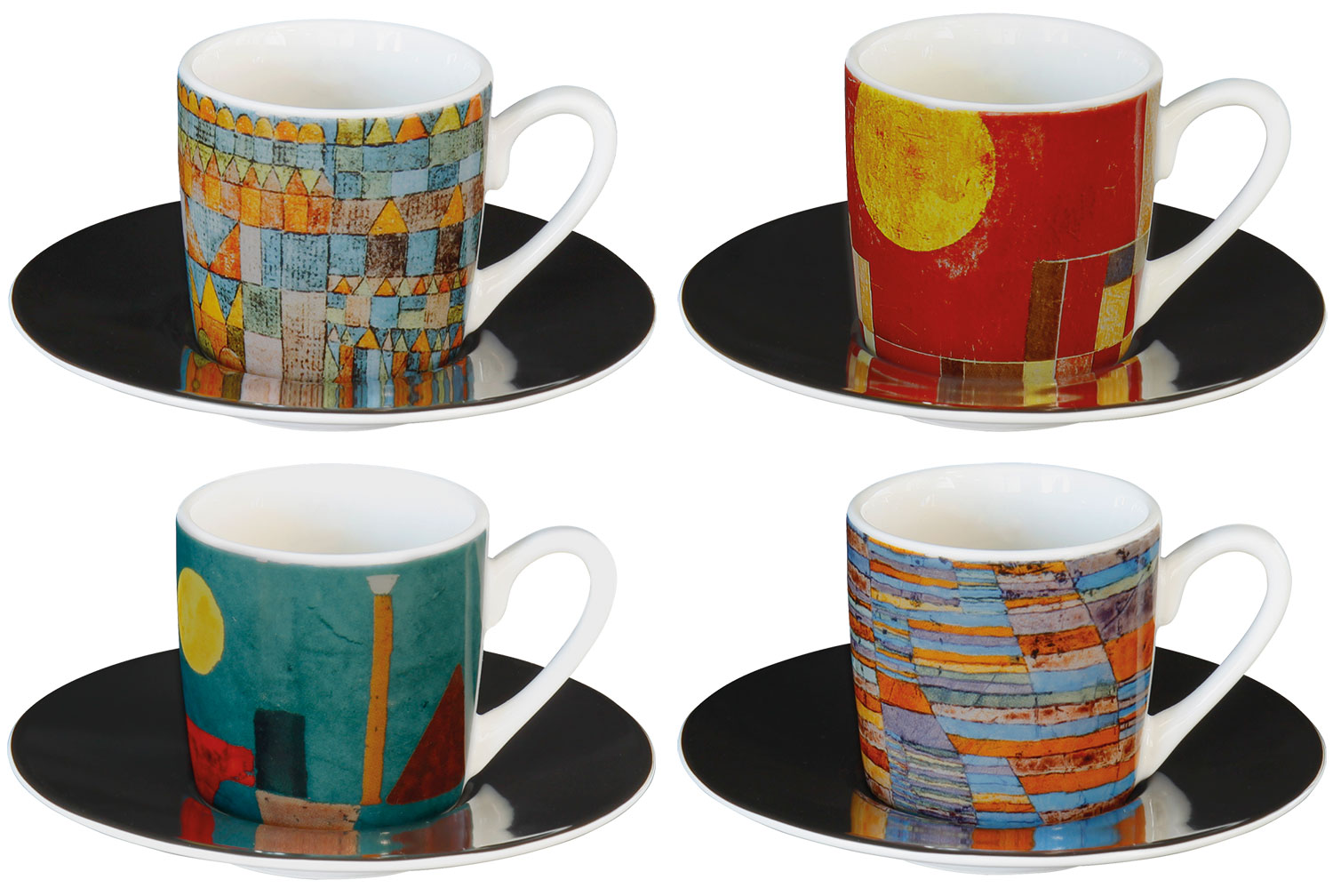 Paul Klee: 4 Espressotassen mit Künstlermotiven im Set, Porzellan
