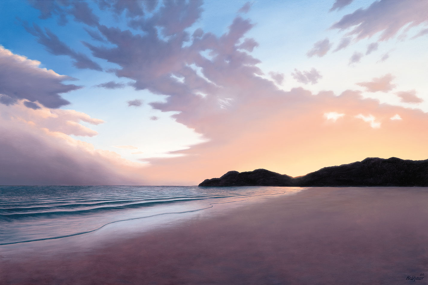 Michael Krähmer: Bild ‚Abendlicher Strand VI‘ (2020), auf Keilrahmen