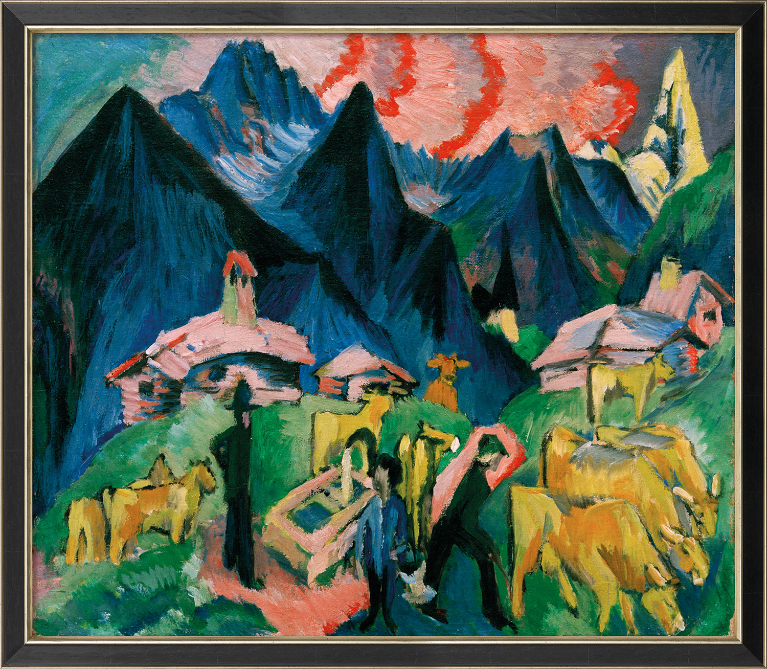 Ernst Ludwig Kirchner: Bild ‚Alpleben‘ (1918), gerahmt