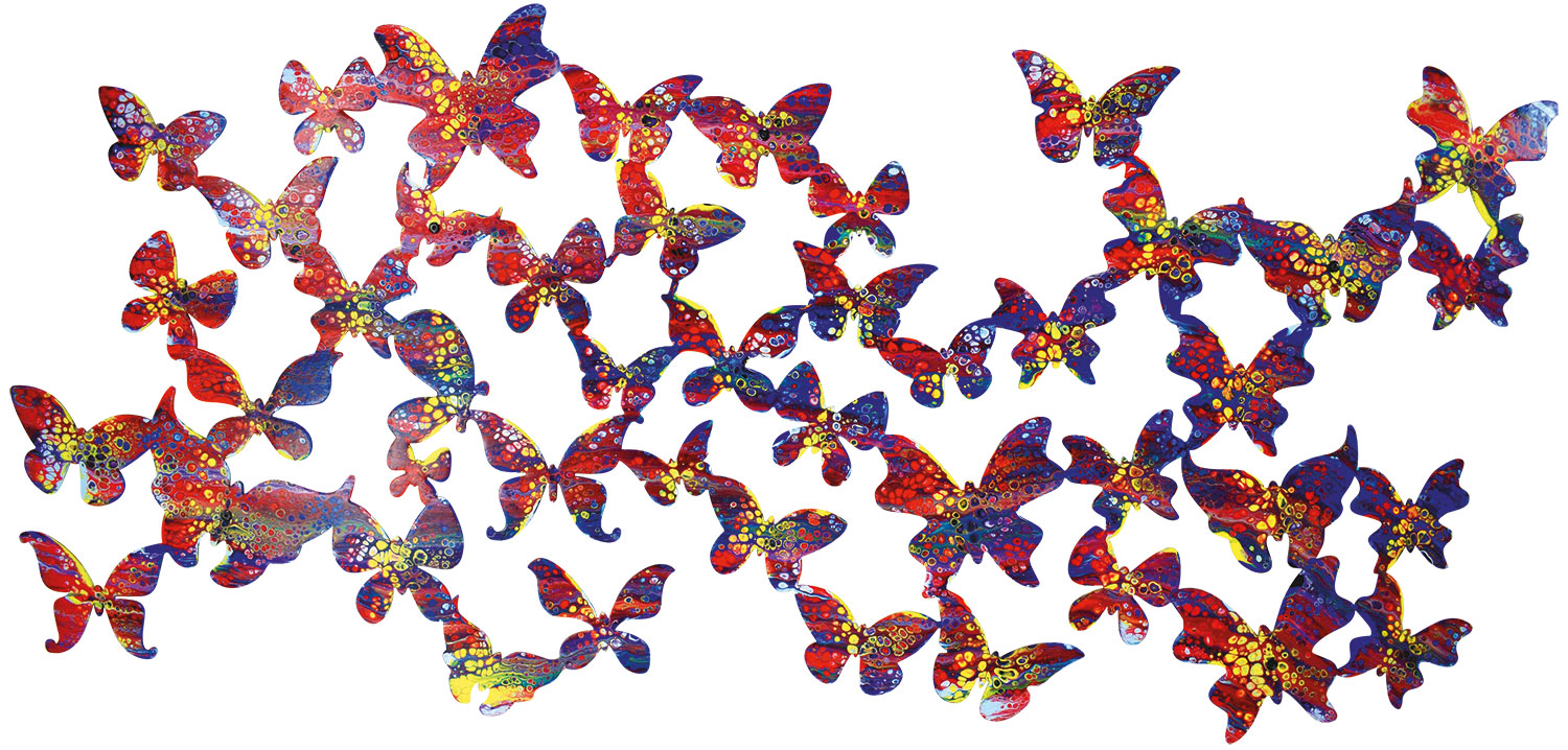 Wandskulptur ‚Papillons‘, Stahl