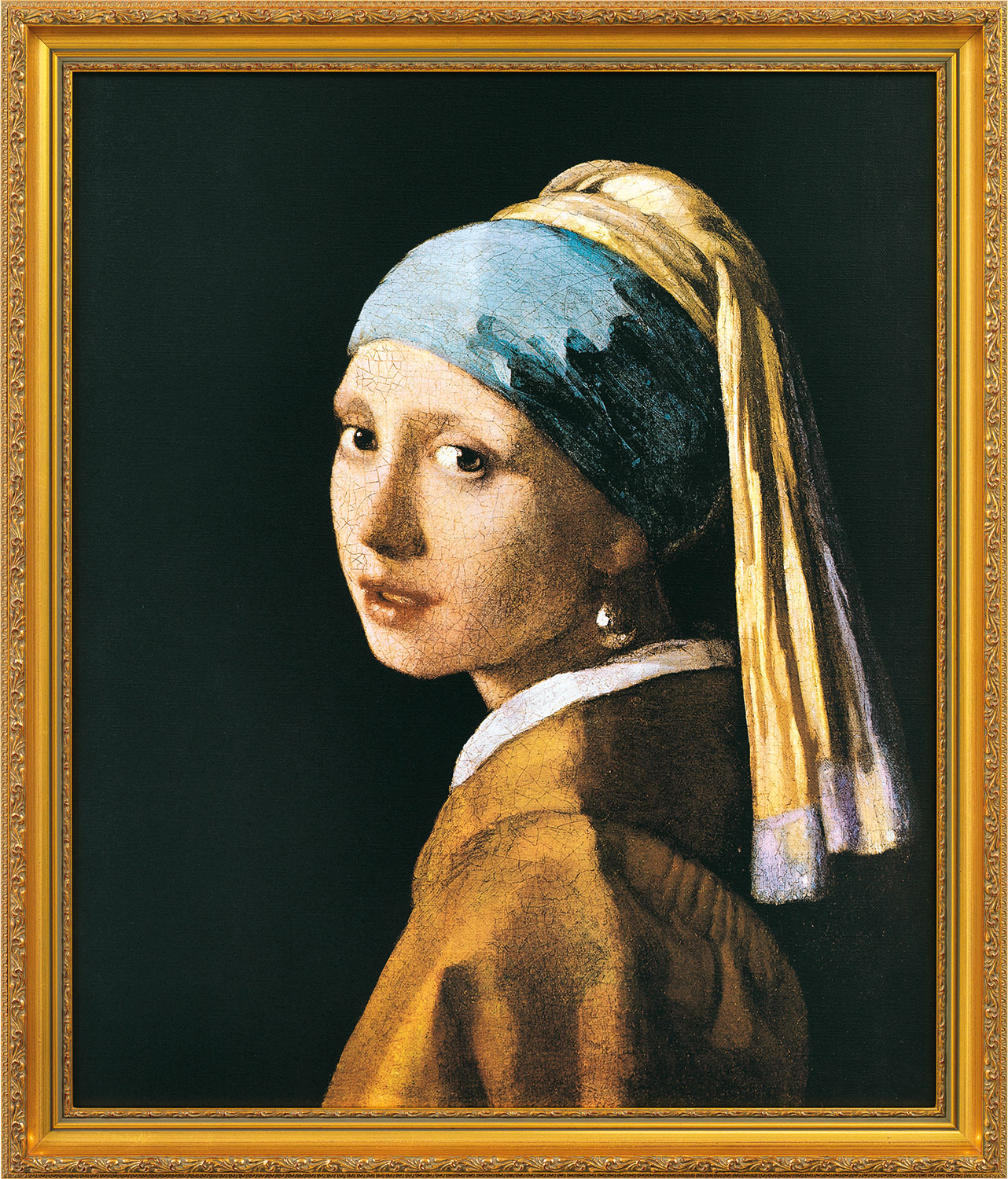 Jan Vermeer van Delft: Bild ‚Das Mädchen mit dem Perlenohrring‘ (1665), gerahmt