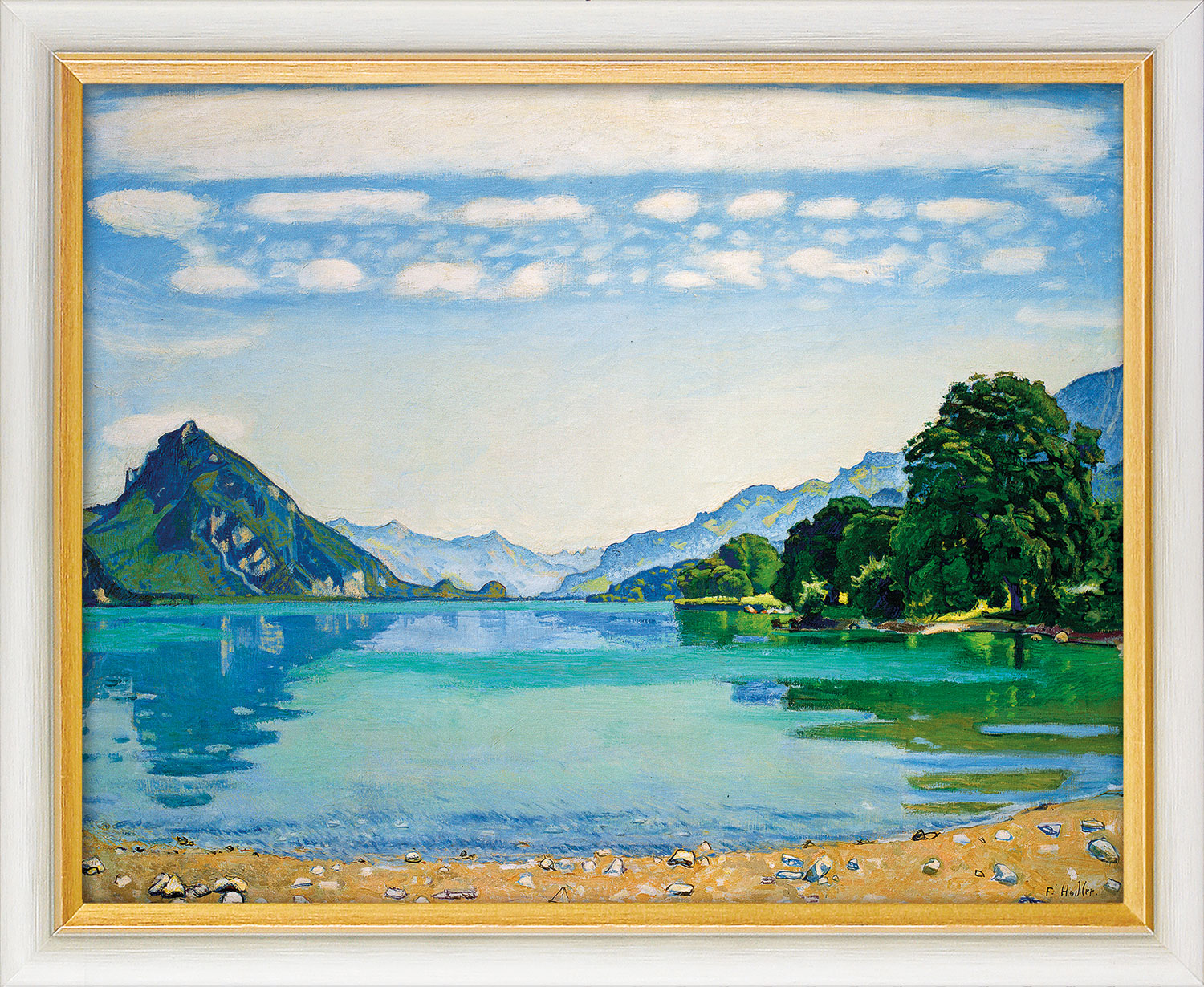 Ferdinand Hodler: Bild ‚Thunersee von Leissigen aus‘ (1904), gerahmt
