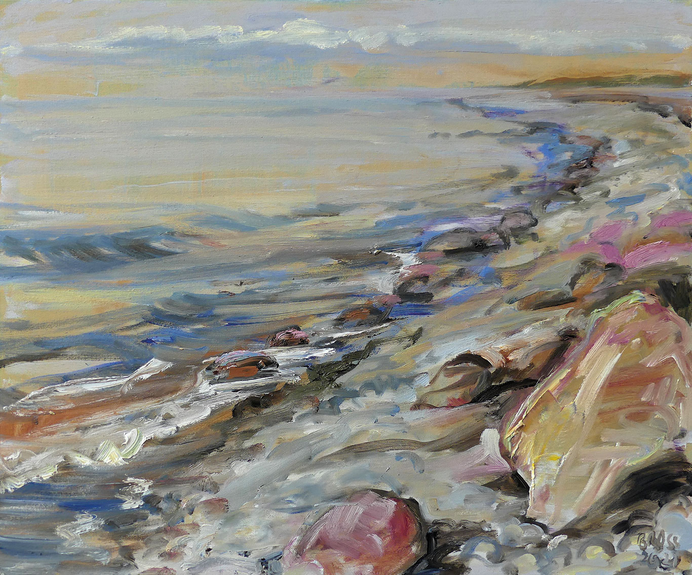 Sibylle Bross: Bild ‚Abendlicht‘ (2021) (Original / Unikat), auf Keilrahmen