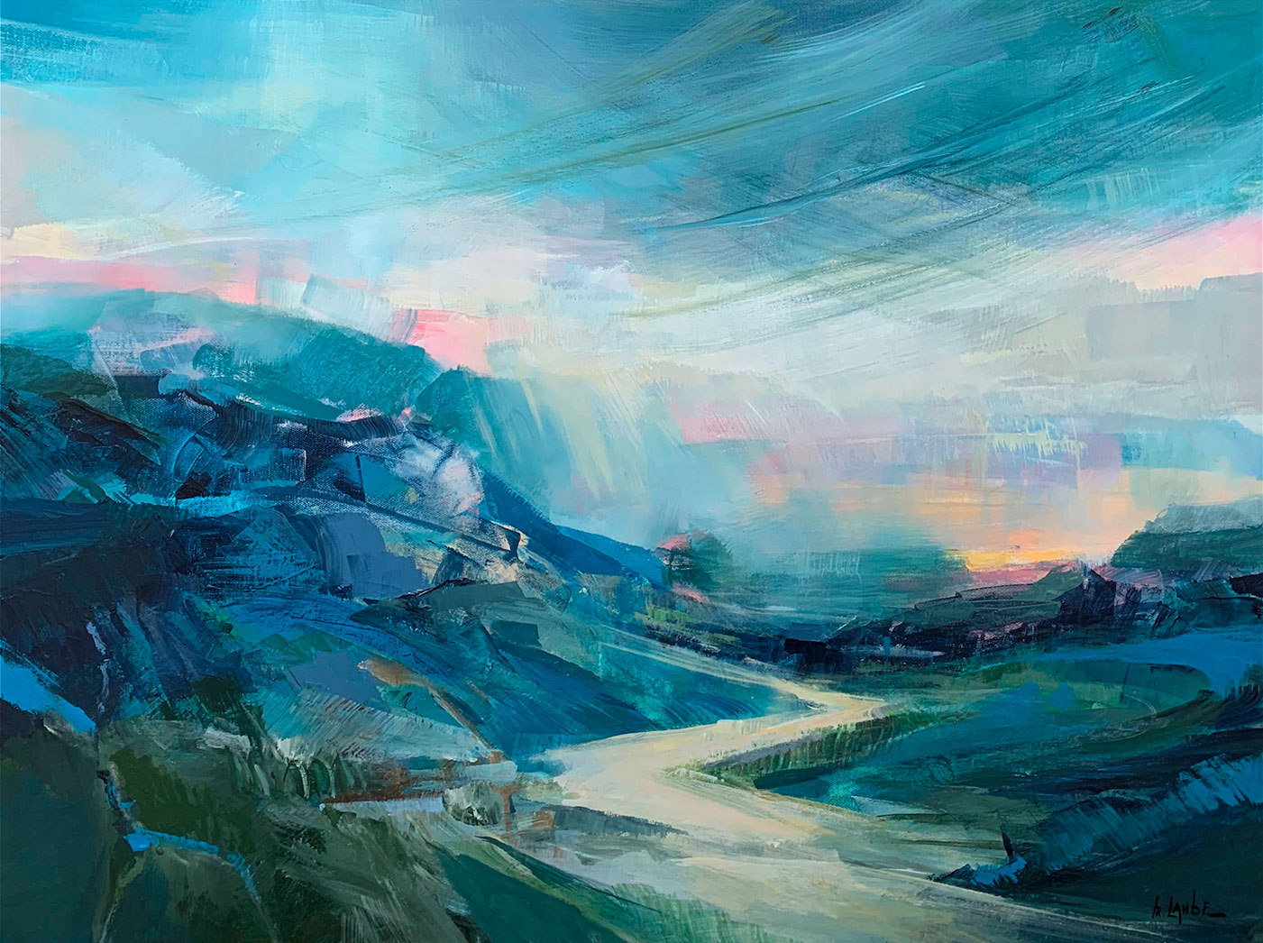 Irina Laube: Bild ‚Evening in the Mountains‘ (2020) (Original / Unikat), auf Keilrahmen