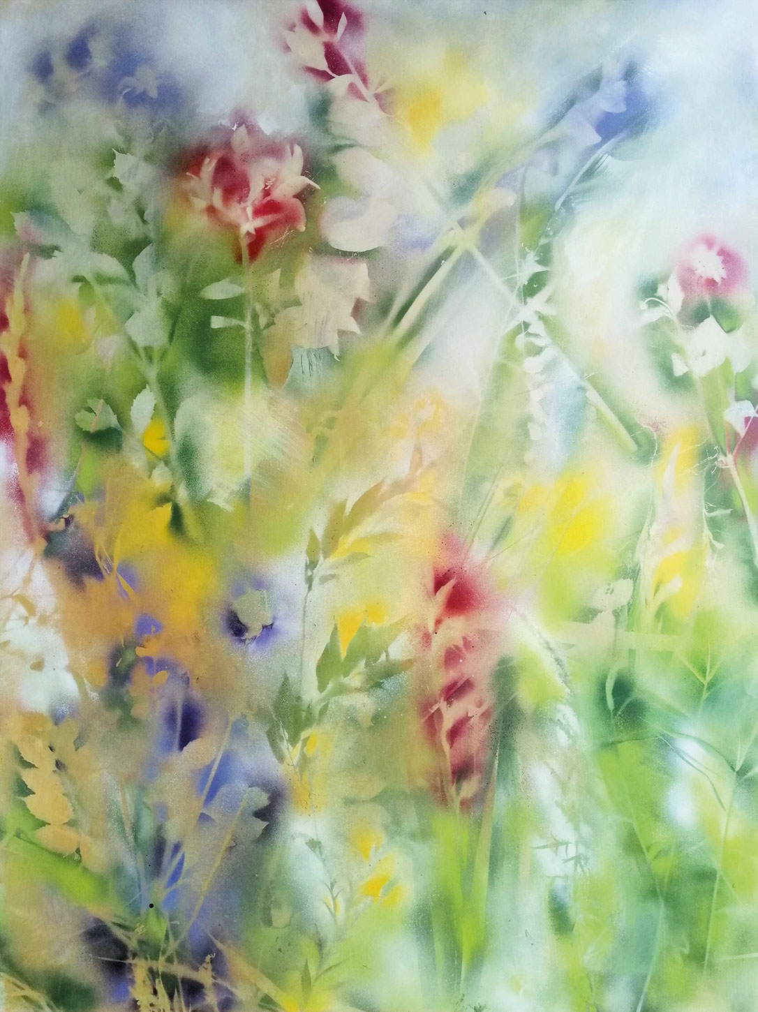 Kathrin May: Bild ‚Im Blumenmeer‘ (2021) (Original / Unikat), auf Keilrahmen