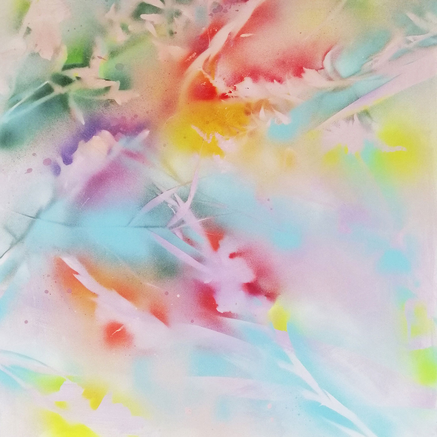 Kathrin May: Bild ‚Zwischen den Zweigen eine Welt aus Farbe‘ (2021) (Original / Unikat), auf Keilrahmen