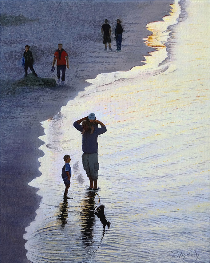 Leo Windeln: Bild ‚Abends am Strand von Rügen‘ (2021) (Original / Unikat), auf Keilrahmen