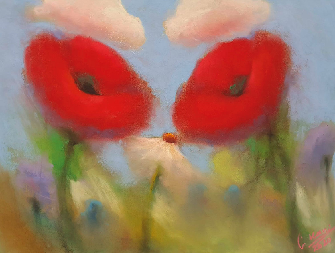 Kani Alavi: Bild ‚Mohnblumen‘ (2020) (Original / Unikat), ungerahmt
