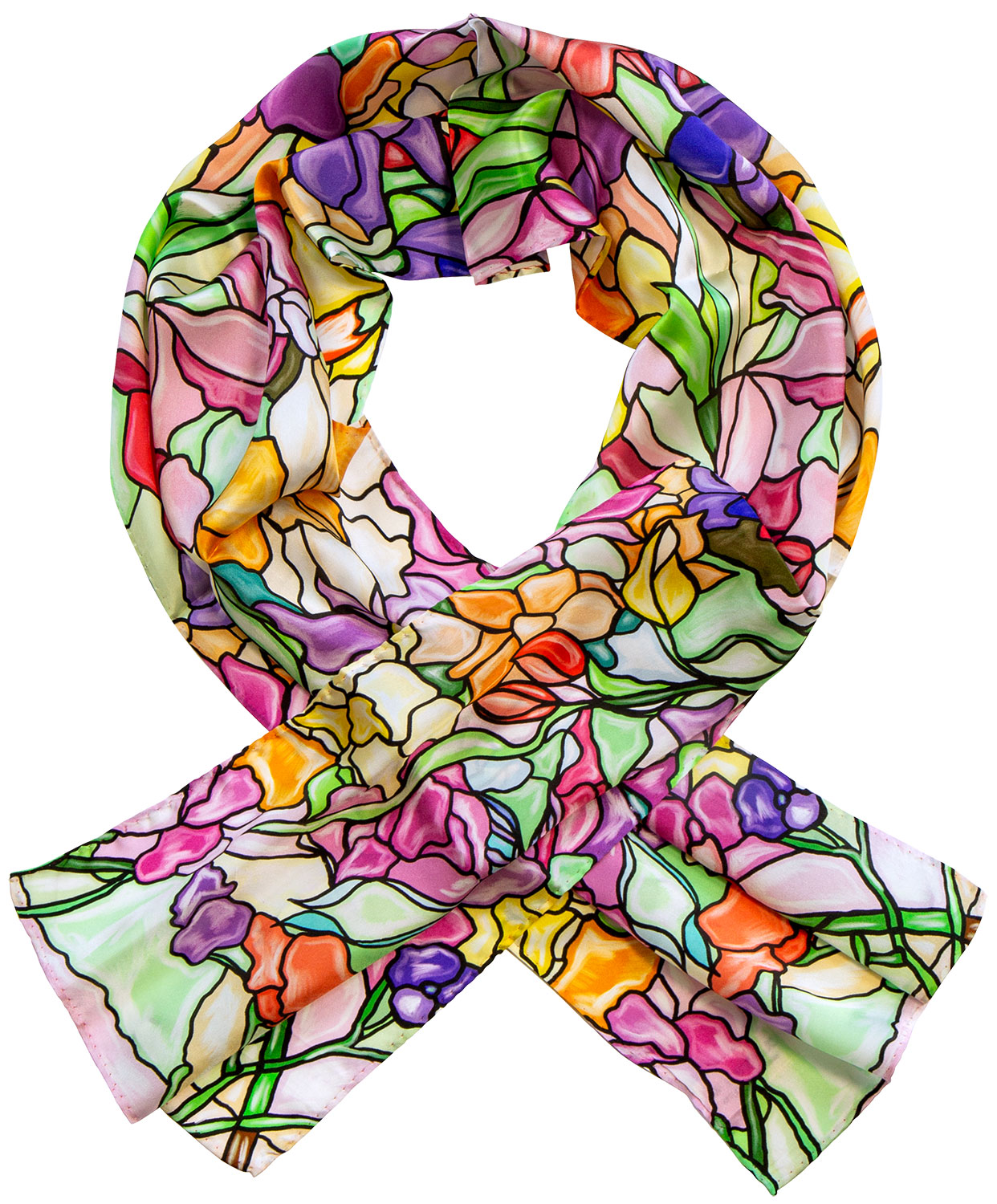 Petra Waszak: Seidenschal ‚Blumen‘ – nach Louis C. Tiffany