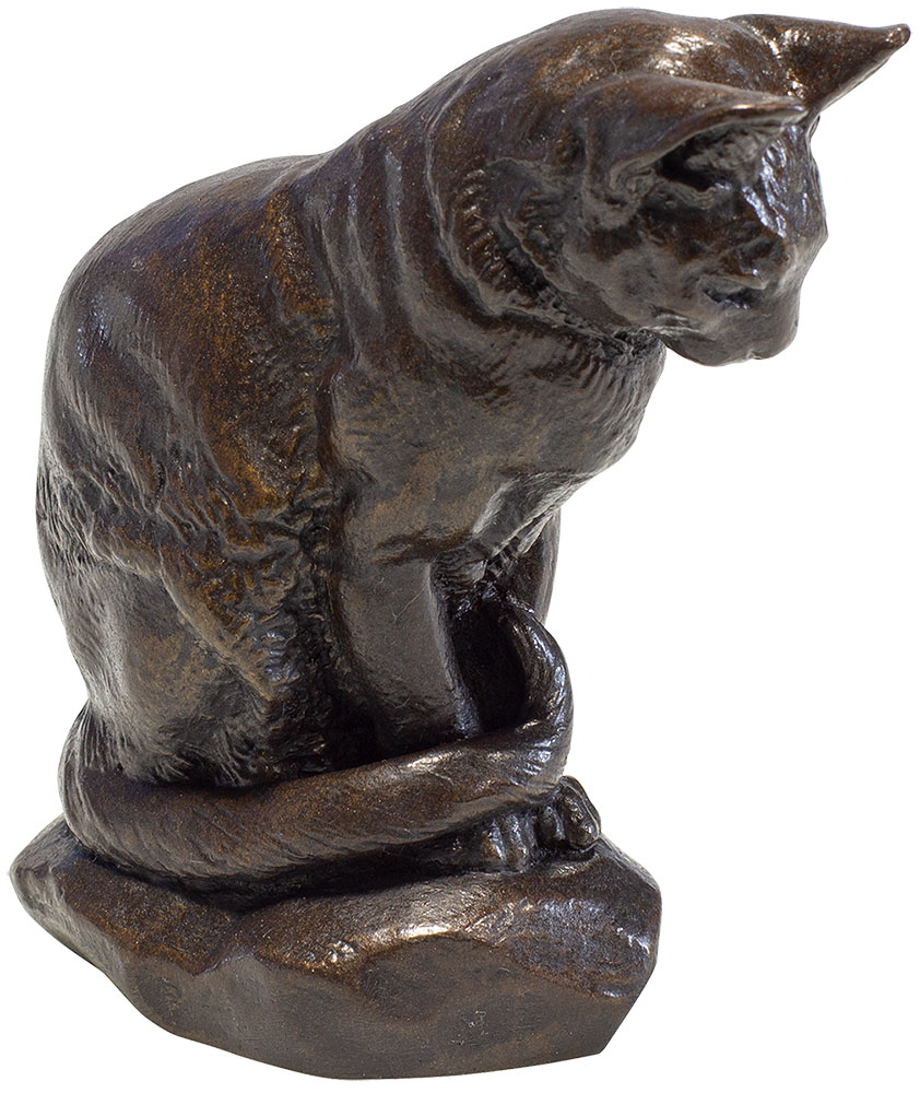 Antoine-Louis Barye: Skulptur ‚Katze‘, Version in Kunstguss
