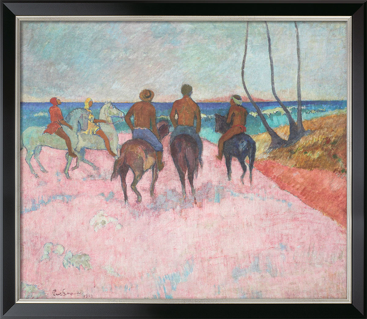 Paul Gauguin: Bild ‚Reiter am Strand‘ (1902), gerahmt