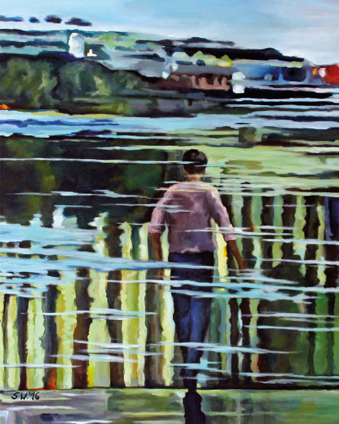 Simone Westphal: Bild ‚Du im Wasser‘ (2016) (Original / Unikat), auf Keilrahmen