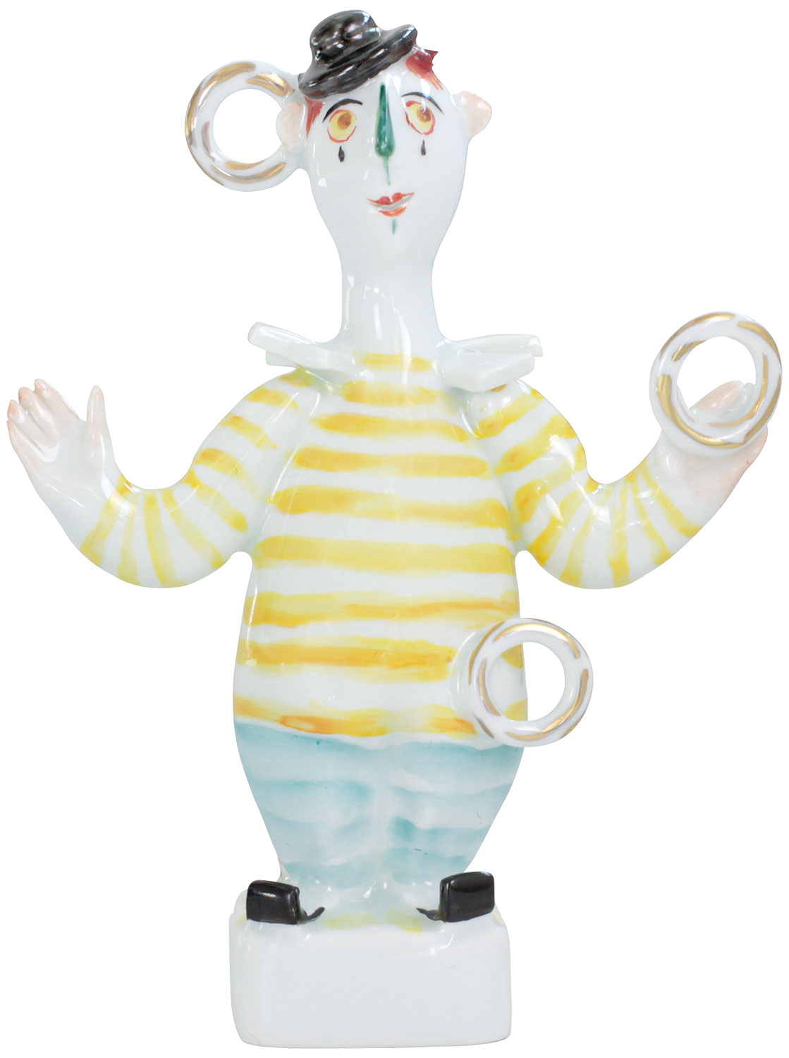 Peter Strang: Skulptur ‚Clown mit Ringen‘, Porzellan