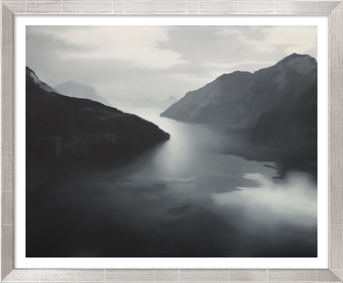 Gerhard Richter: Bild ‚Vierwaldstättersee‘ (1969), Version silberfarben gerahmt