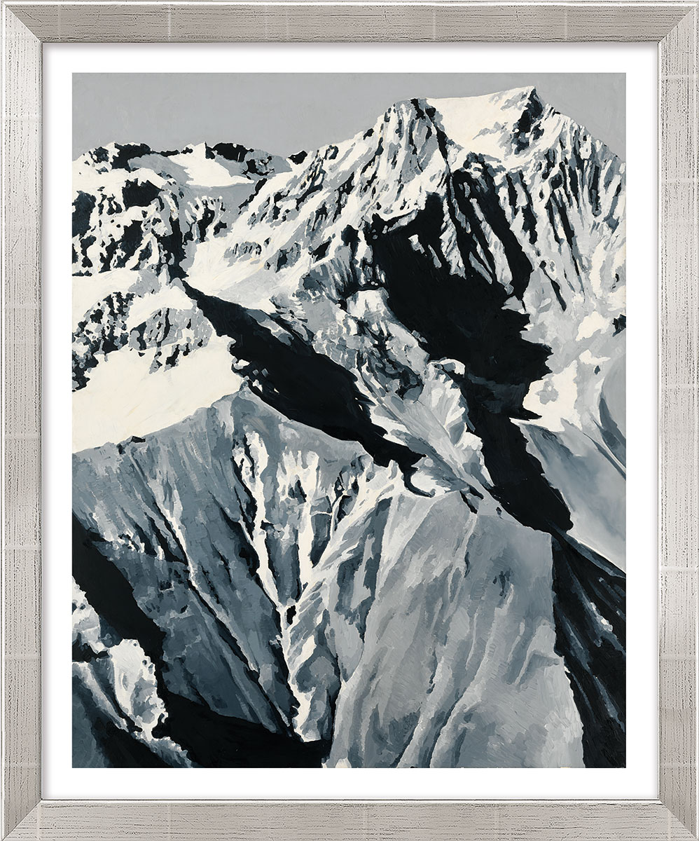 Gerhard Richter: Bild ‚Himalaja‘ (1968), Version silberfarben gerahmt