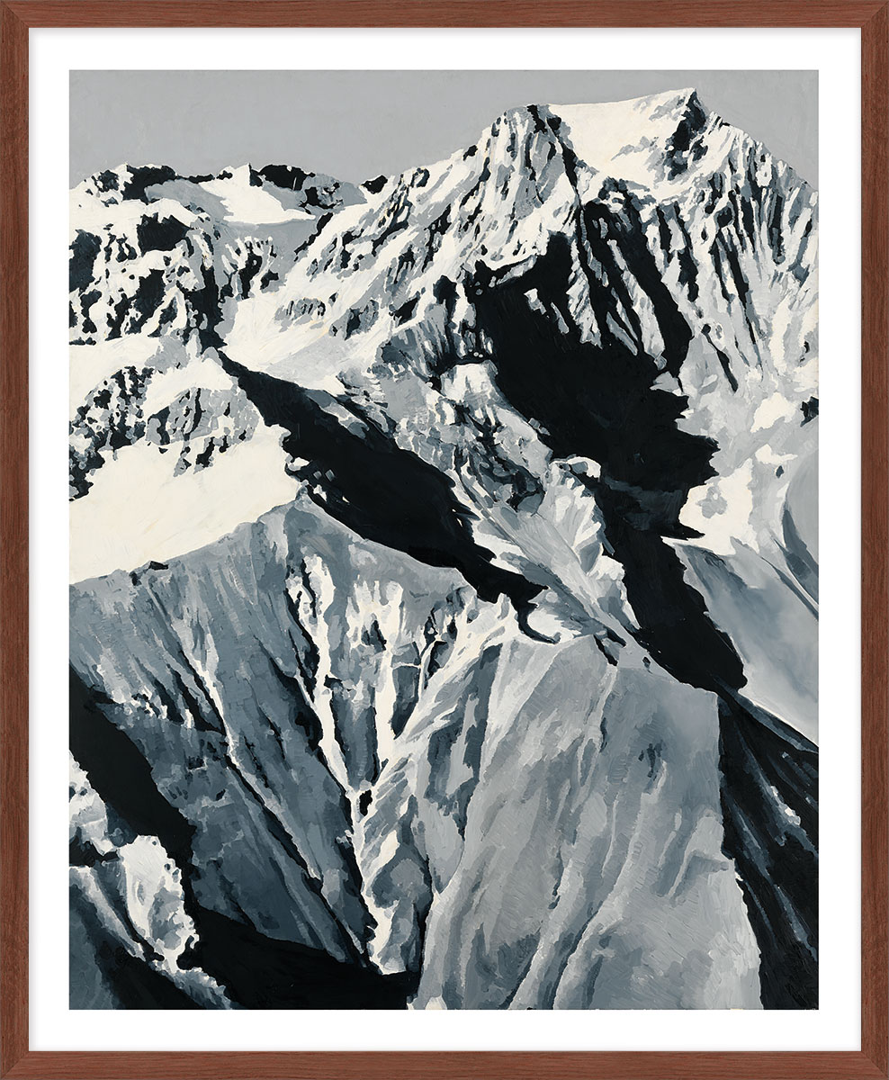 Gerhard Richter: Bild ‚Himalaja‘ (1968), Version dunkelbraun gerahmt