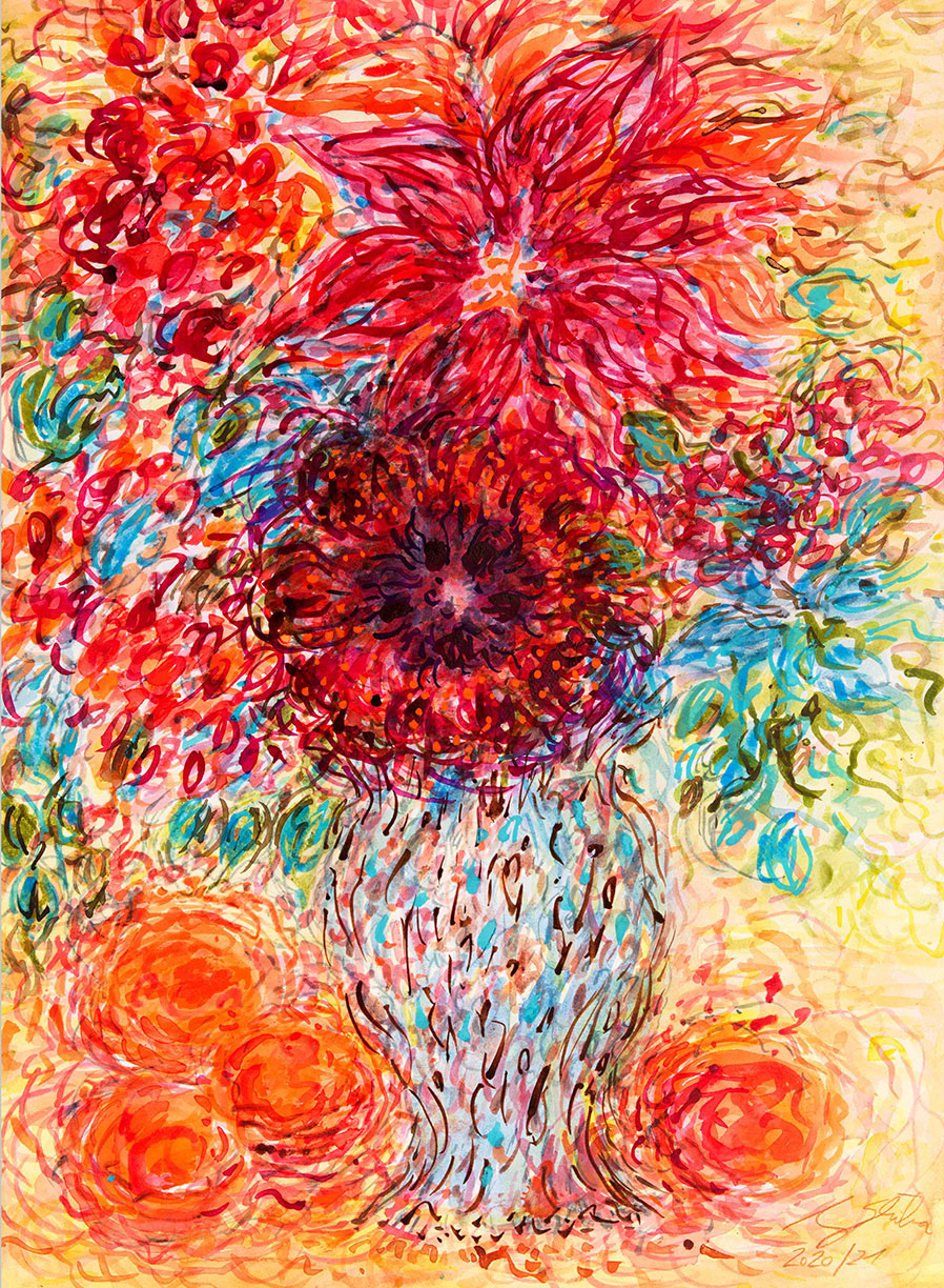 Ansgar Skiba: Bild ‚Blumenstrauß‘ (2021) (Original / Unikat), ungerahmt