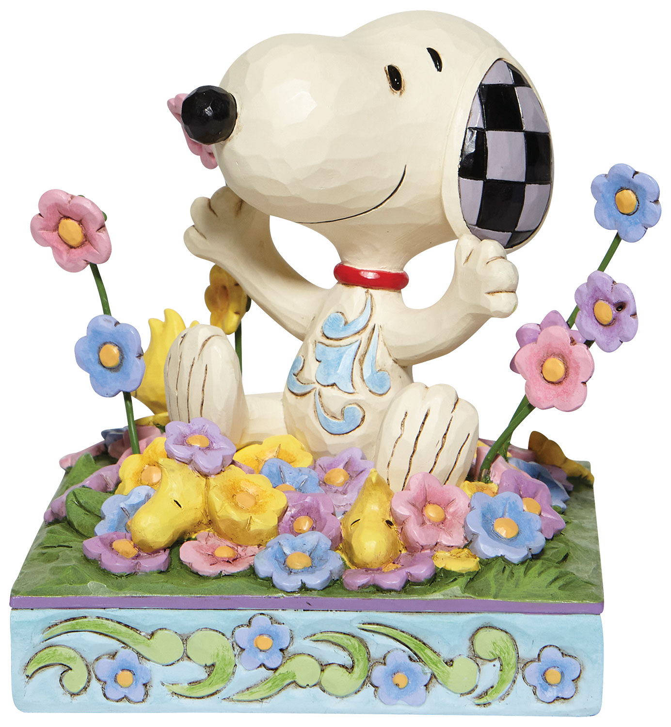 Jim Shore: Skulptur ‚Snoopy im Blumenbett‘, Kunstguss