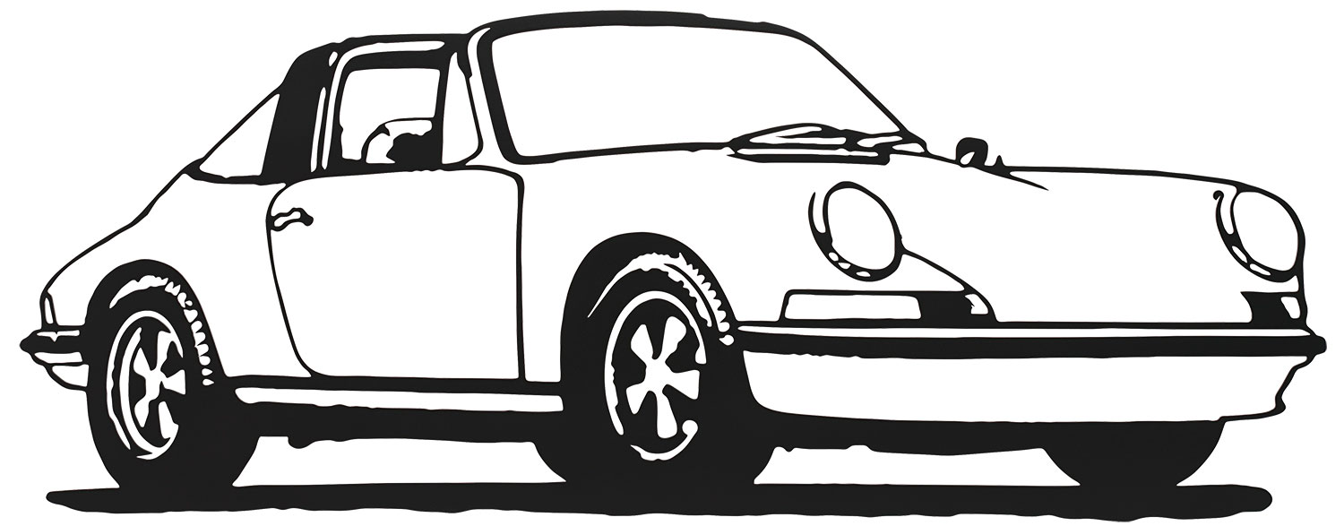 Jan M. Petersen: Wandskulptur ‚Porsche 911 Targa Schwarz‘ (2022)