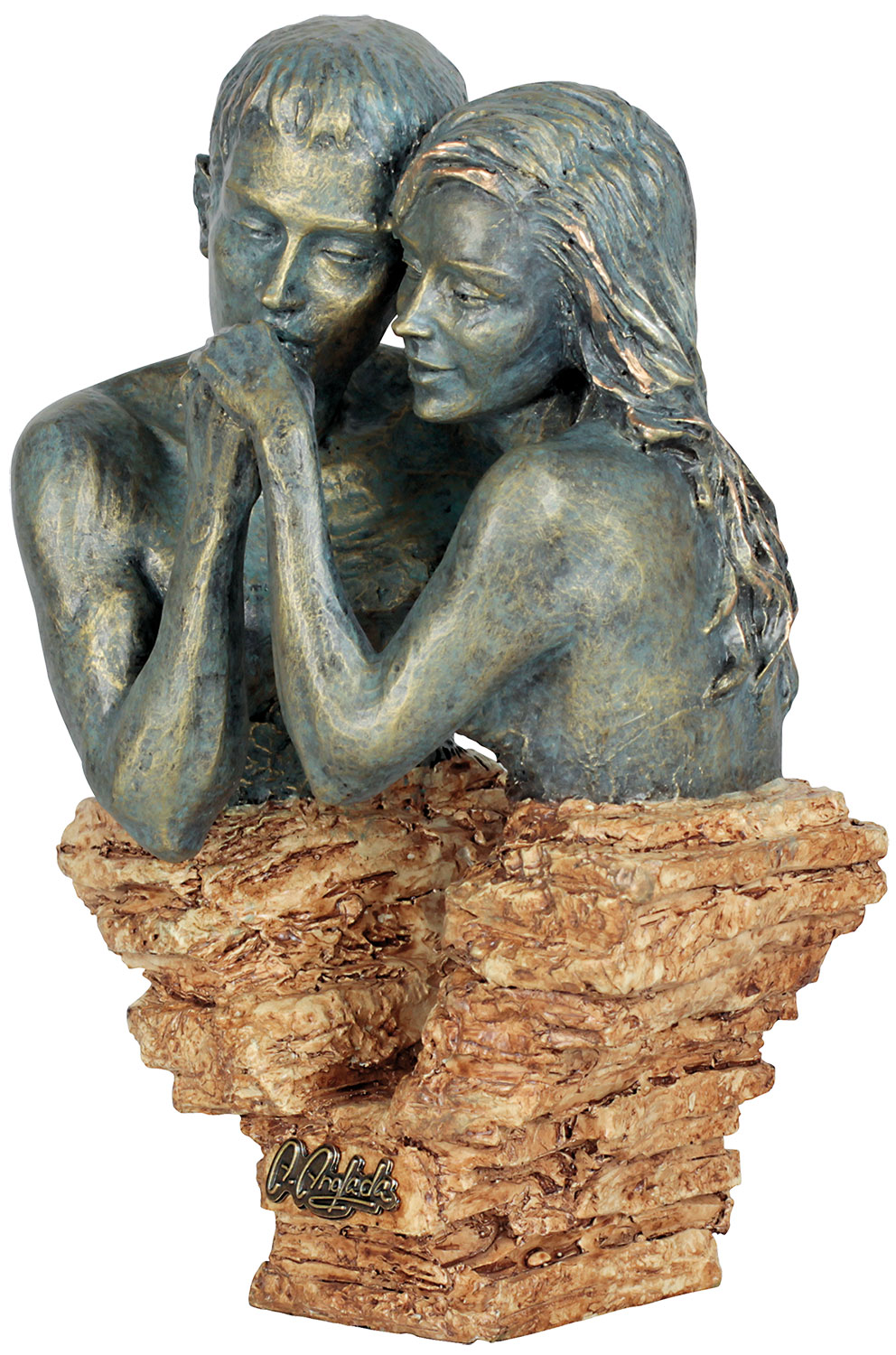 Angeles Anglada: Skulptur ‚First Love‘, Kunstguss Steinoptik