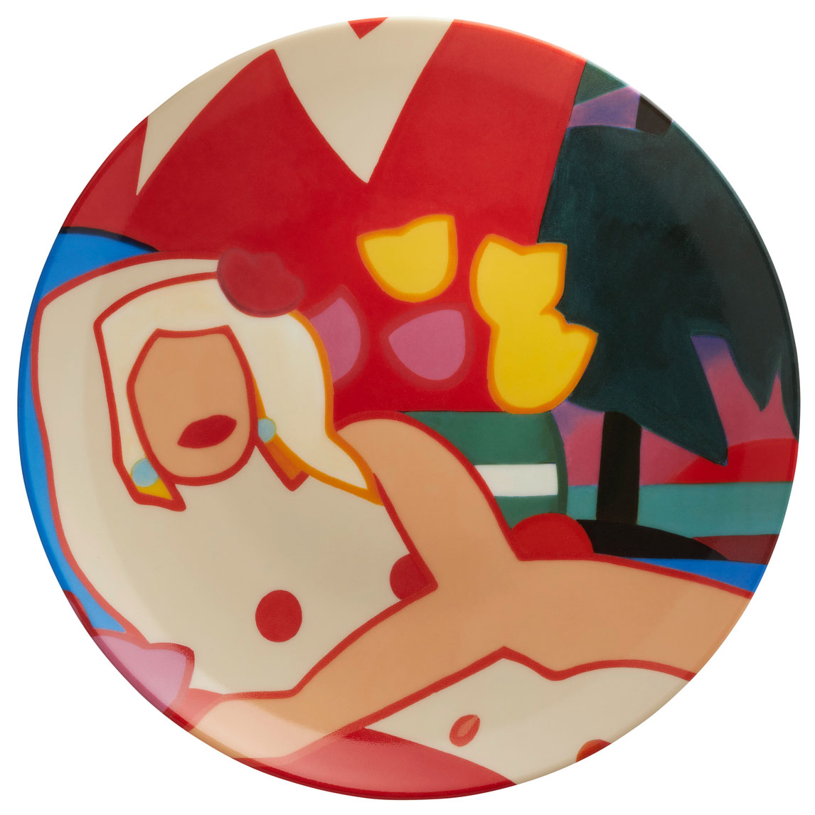 Tom Wesselmann: Porzellanteller ‚Sunset Nude with Palm Trees‘ (2003)
