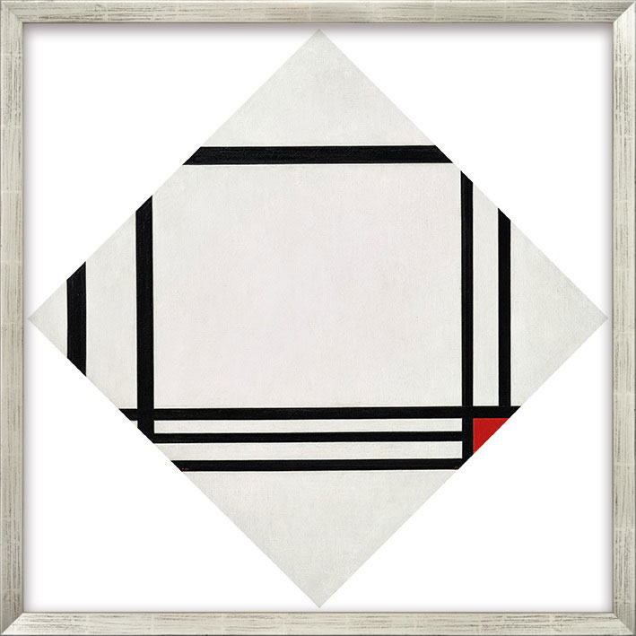 Piet Mondrian: Bild ‚Rautenkomposition mit acht Linien und Rot / Picture No. III‘ (1938), gerahmt