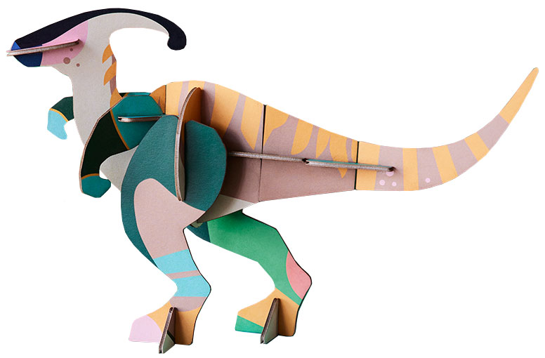 studio ROOF: 3D-Objekt ‚Parasaul Dino‘ aus recyceltem Karton, DIY