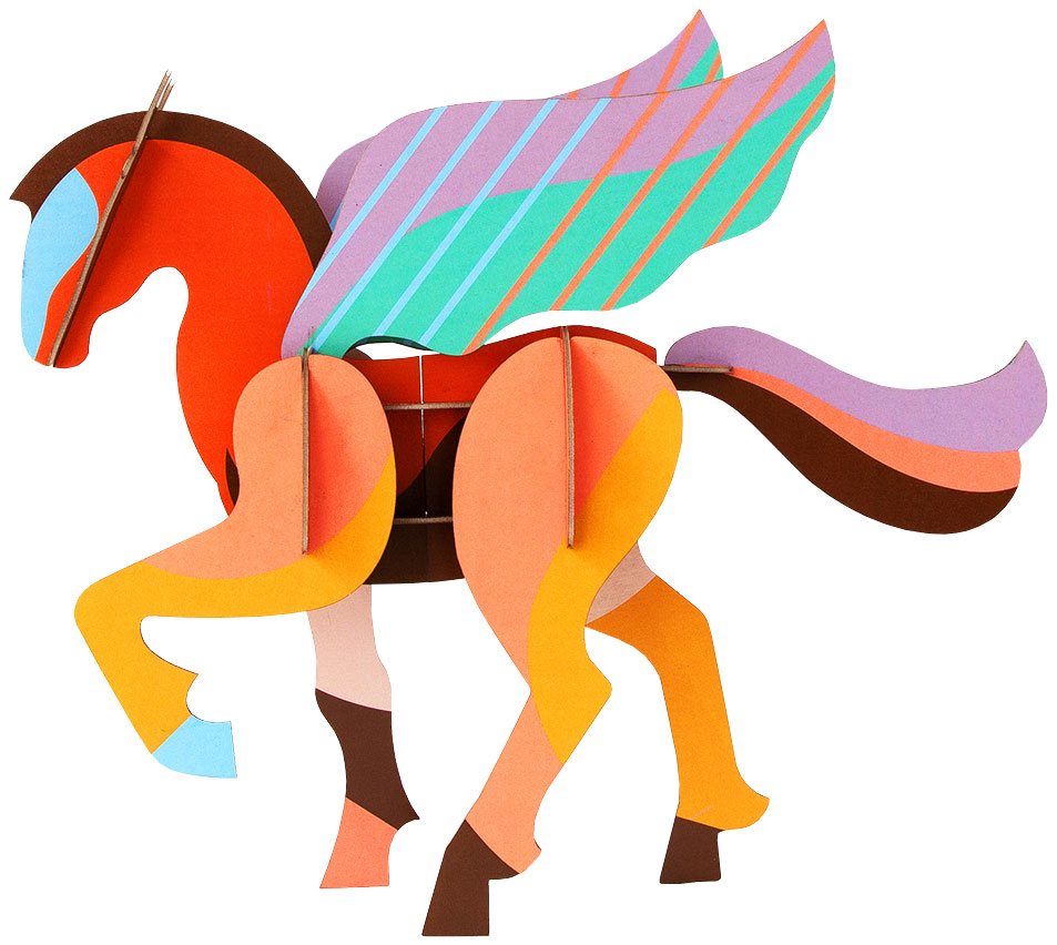 studio ROOF: 3D-Objekt ‚Giant Pegasus‘ aus recyceltem Karton, DIY