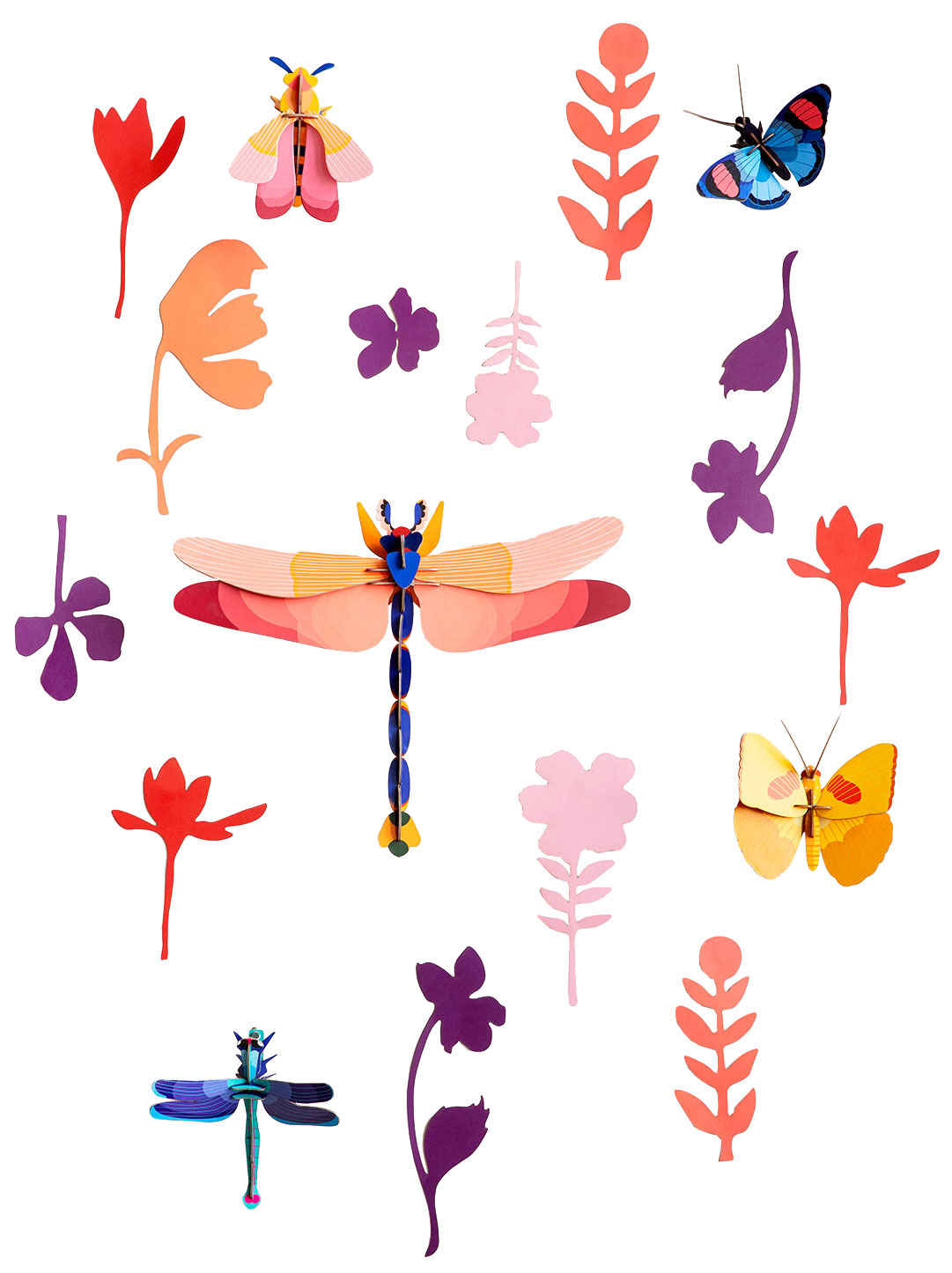 studio ROOF: 3D-Wandobjekte ‚Insect Connoisseur‘ aus recyceltem Karton, DIY, 17er-Set