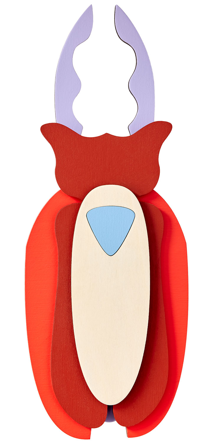 Atelier Toit: 3D-Wandobjekt ‚Majesty Beetle, Carnelian Red‘, Holz