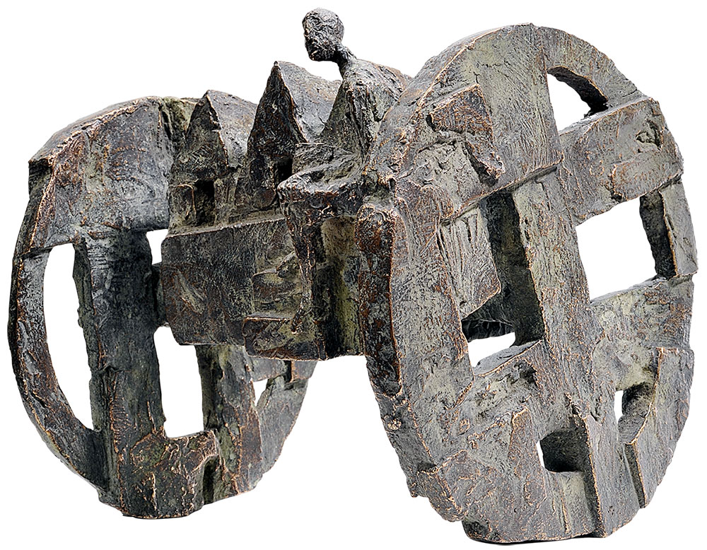 Michael Jastram: Skulptur ‚3-Häuser-Wagen‘ (2003), Bronze