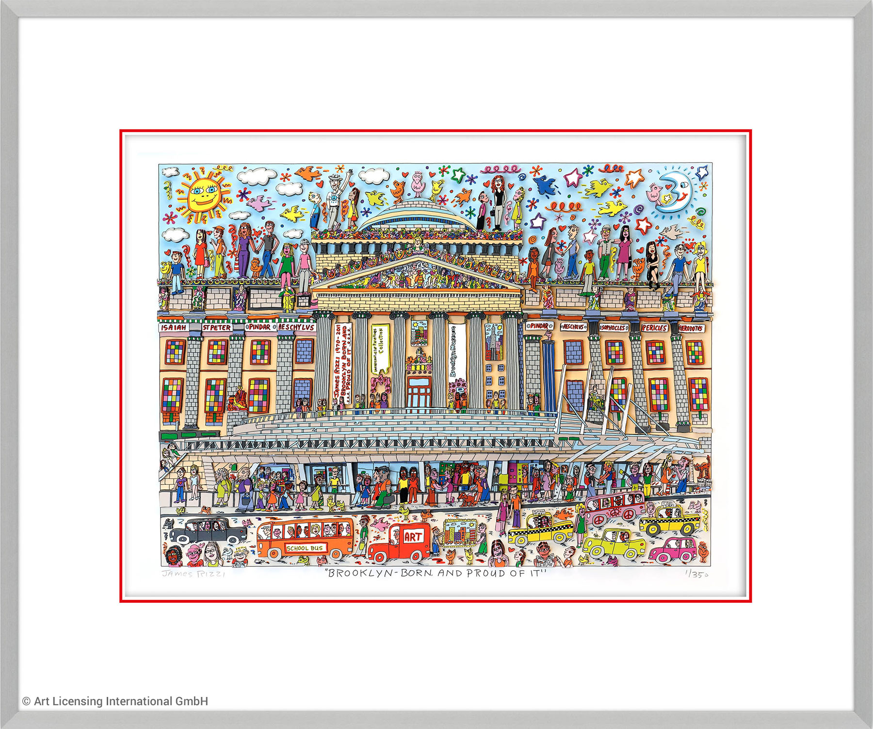 James Rizzi: 3D-Bild ‚Brooklyn-Born, and Proud of It‘ (2022), gerahmt