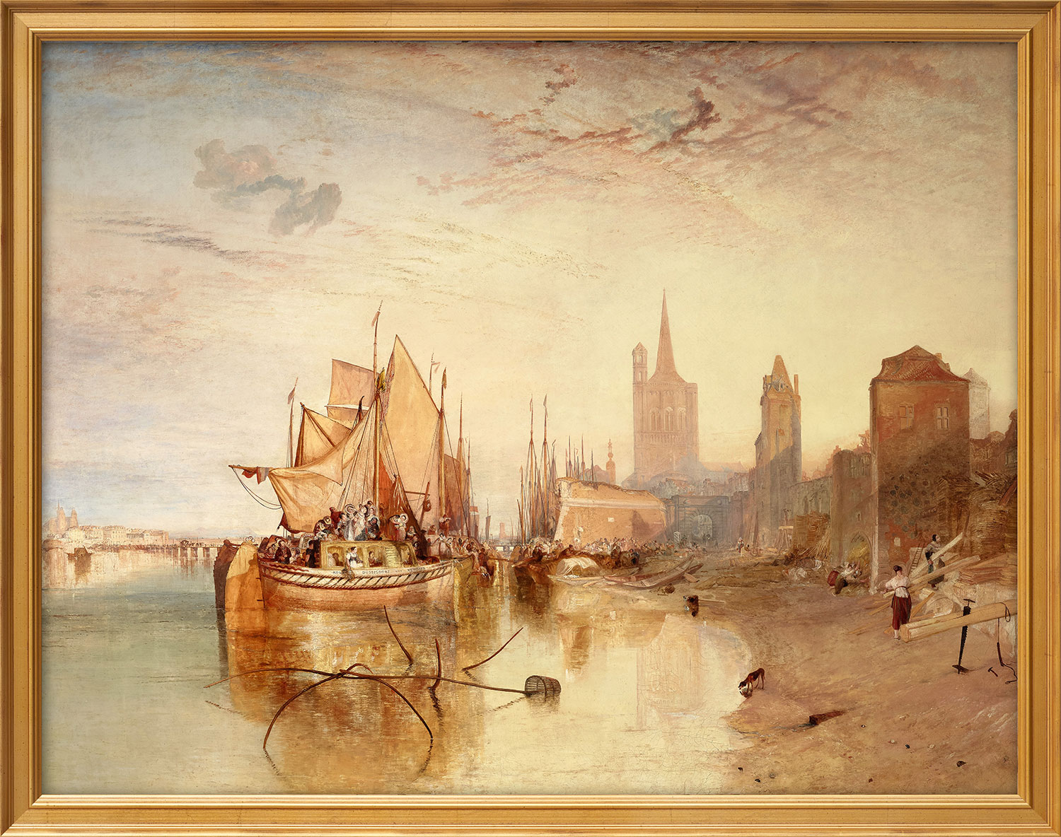 William Turner: Bild ‚Cologne, the Arrival of a Packet-Boat: Evening‘ (1826), gerahmt