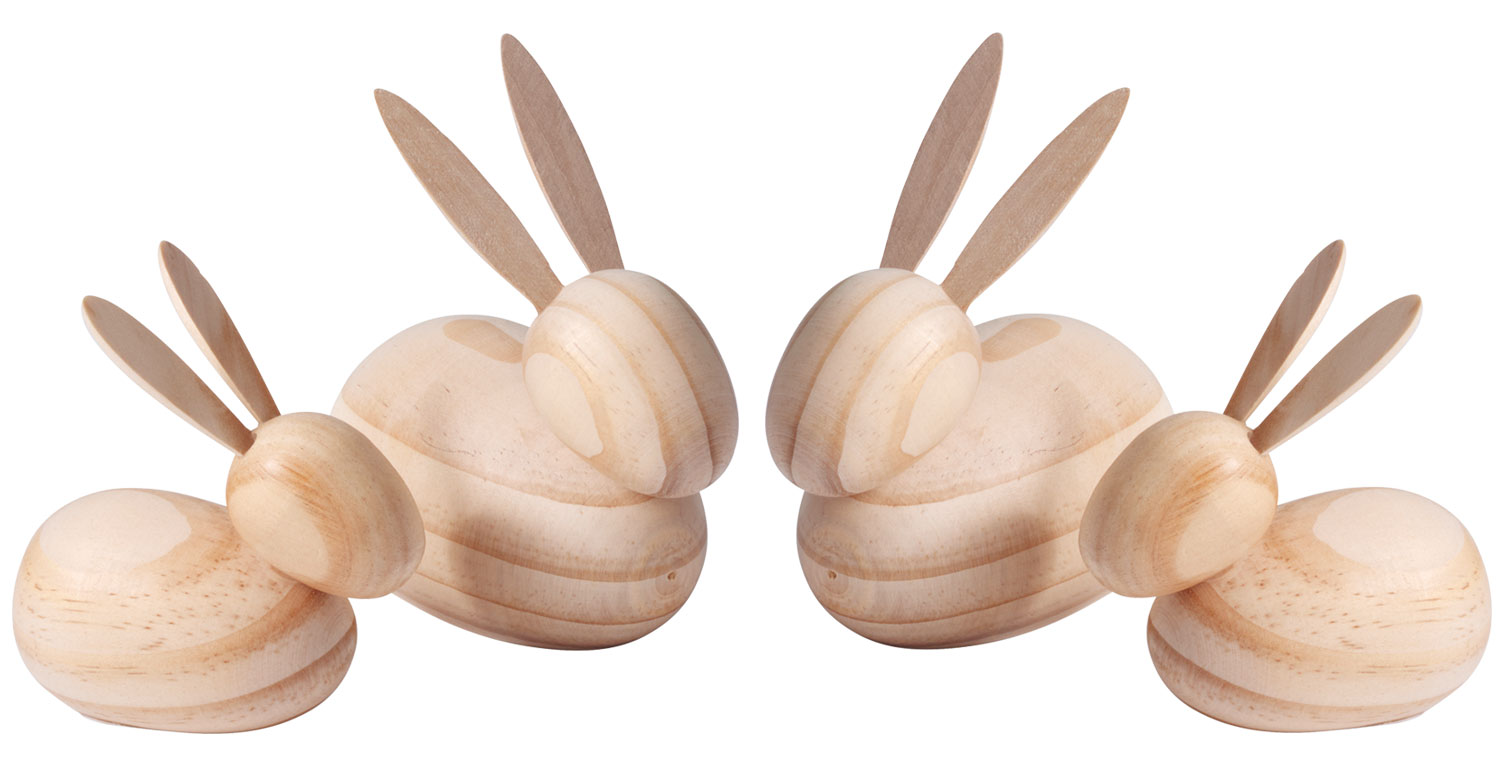 4 Holzfiguren ‚Hoppelhasen‘ im Set