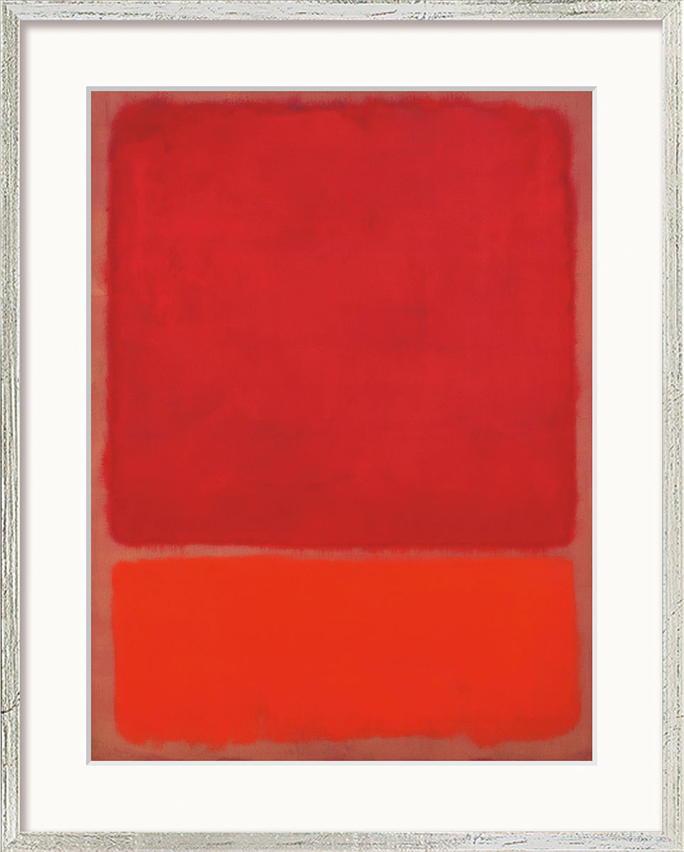 Mark Rothko: Bild ‚Untitled (Red, Orange)‘ (1968), Version silberfarben gerahmt