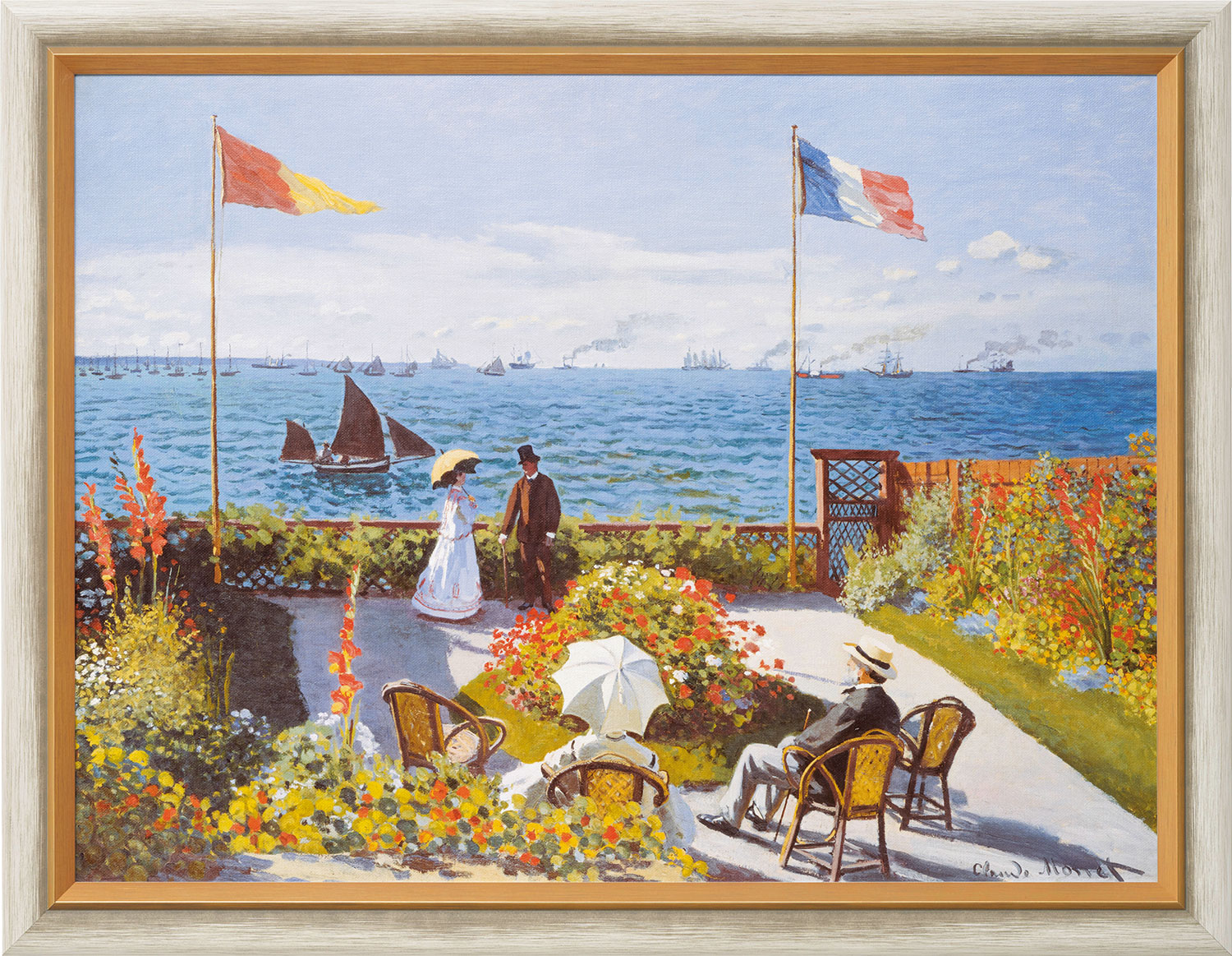 Claude Monet: Bild ‚Garten in Sainte-Adresse‘ (1867), gerahmt