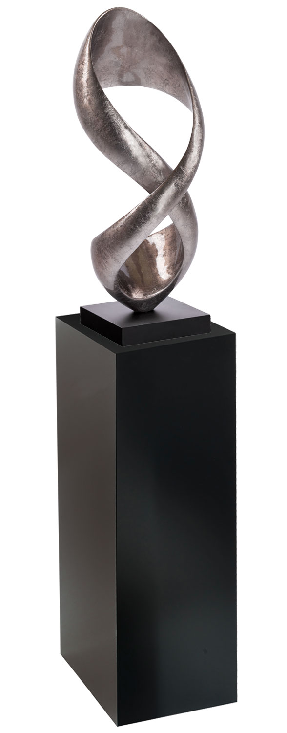 Skulptur ‚Infinity‘ (silberfarbene Version) und Deko-Säule im Set