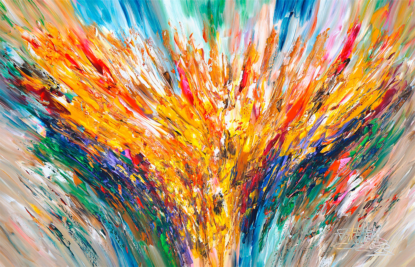 Peter Nottrott: Bild ‚Positive Energy XL‘ (2023) (Original / Unikat), auf Keilrahmen