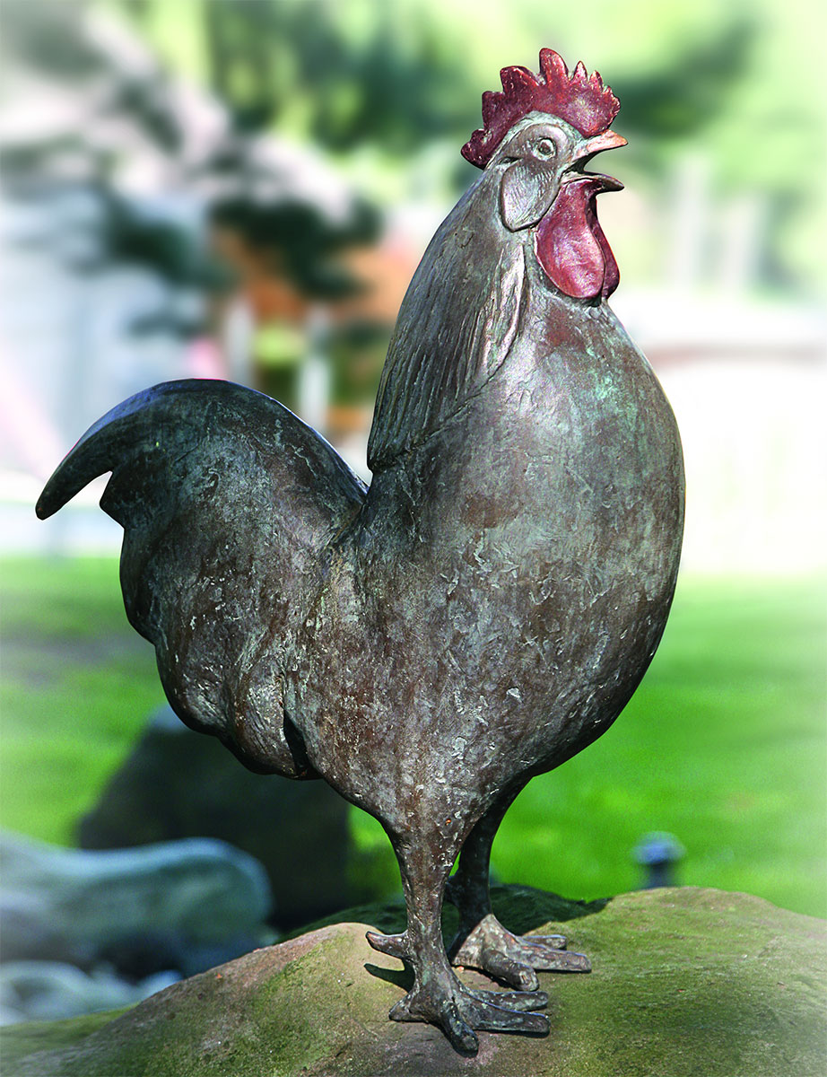 Theophil Steinbrenner: Gartenskulptur ‚Hahn‘, Bronze
