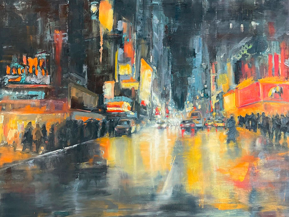 Anke Gruss: Bild ‚Night in the City‘ (2023) (Original / Unikat), auf Keilrahmen